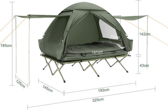 SoBuy OGS32-II-L-GR Opblaasbare Camping Tent - Donkergroen Textiel 193x145cm