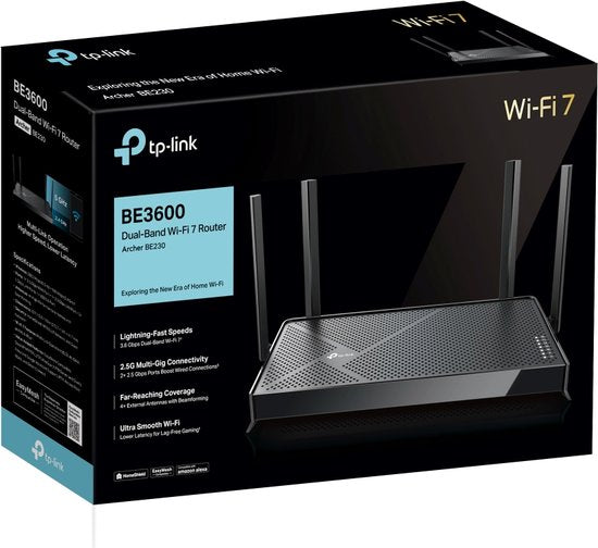 TP-Link Archer BE230 - Router - WiFi Versterker - Dual-Band - WiFi 7 - 3600 Mbps - Zwart