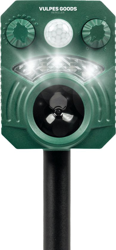 Vulpes Goods® Verjager - Ultrasone Kattenverjager op zonne-energie - Kattenschrik - Marterverjager - Dierenverjager - Waterdicht - Afweermiddel voor Ongedierte