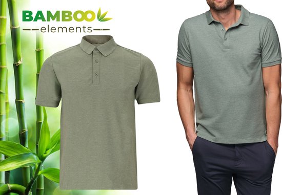 Bamboo Elements - Polo Shirt Heren - Groen M - Polo Heren - Korte Mouw - Pique Stof - T Shirt Heren - Bamboe