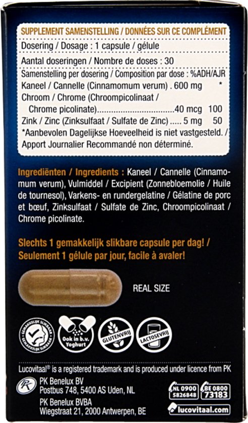 Lucovitaal Bloedsuikerspiegel Voedingssupplement - 30 capsules