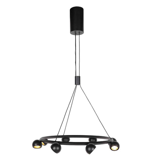 8-lichts zwarte ronde hanglamp Marcadore ø60 cm - Draaibaar, in hoogte verstelbaar, kunststof/metaal - Steinhauer