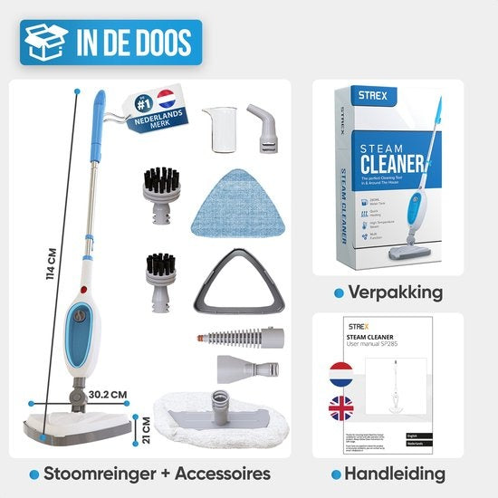 Strex 12 in 1 Stoomreiniger & Handstomer - Stoom Reinigingsmachine - Voor Harde/Zachte Ondergronden