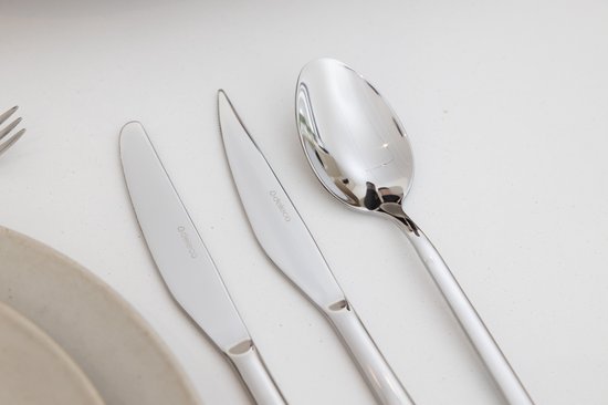 Deleca Amor 72-delige Bestekset voor 12 Personen - Bestek incl. RVS Vorken, Messen, Lepels & Steakmessen Set - Vaatwasserbestendig - Zilver Edelstaal 18/10