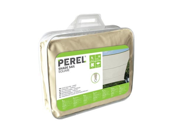 Perel Schaduwdoek, waterafstotend, 5 x 5 m, 160 g/m², polyester, vierkant, crème