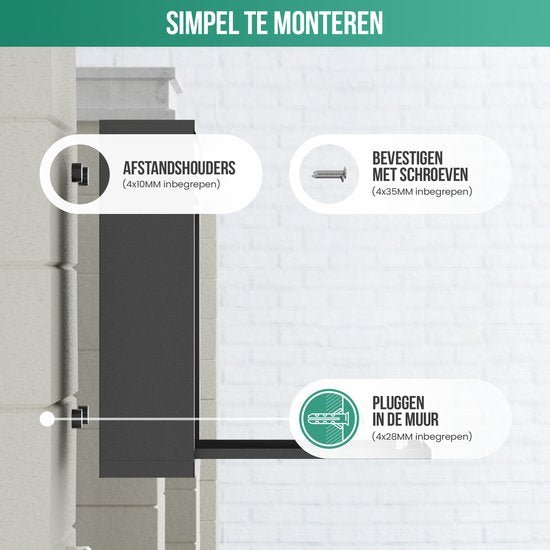 Avalo Brievenbus - Wandbrievenbus - Met Slot en 2 Sleutels - Incl. Montagemateriaal - Zwart