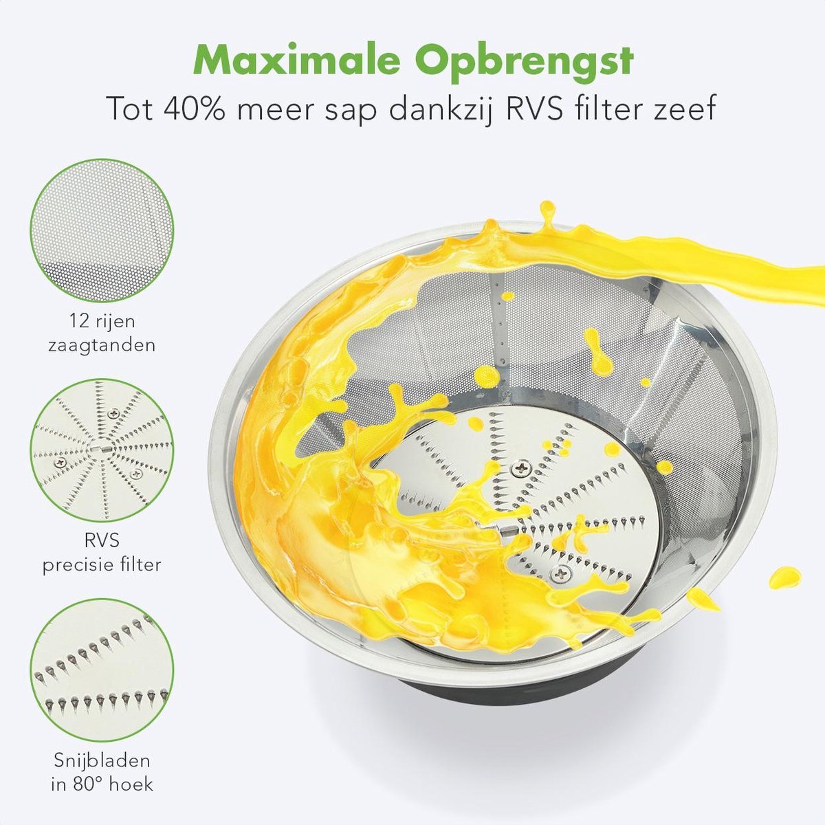 KitchenBrothers Sapcentrifuge - Voor Groenten en Fruit - 1100 ml - 800W - Zwart