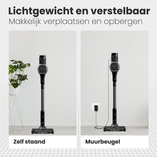 Auronic Steelstofzuiger - Draadloos - Zonder Zak - Op Accu - Zelfstaand - 220W - Extra Batterij - Vacuum Cleaner - Zwart