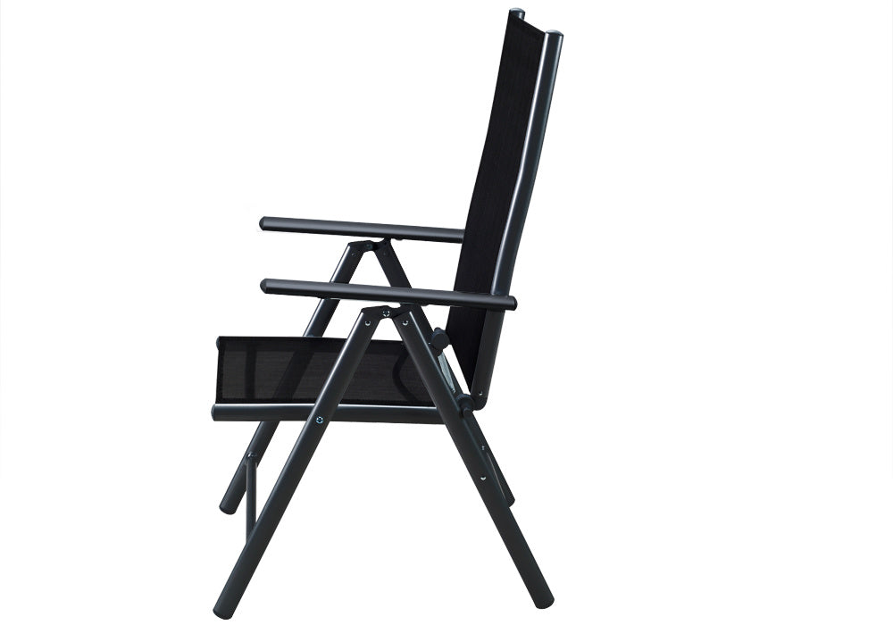 Casaria - Aluminium Tuinstoel- 2 Stuks - Antraciet - 65x60x111 cm - Zwart