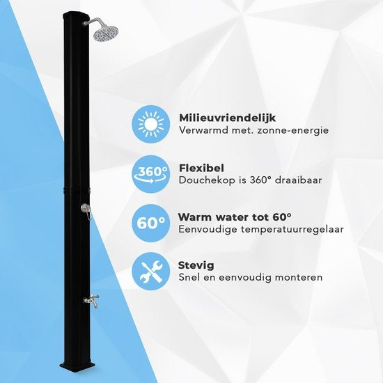 LifeGoods Buitendouche - Solar - 360° Draaibare Douchekop - 35L - Zwart