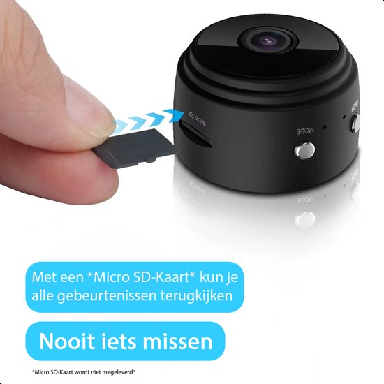 Tech Essentials Mini Verborgen Spy Camera - 1080P - Met WiFi APP - Micro Geheime Beveiligingscamera - Binnenhuis - Spionage - Nannycam - afluisterapparatuur - Zwart