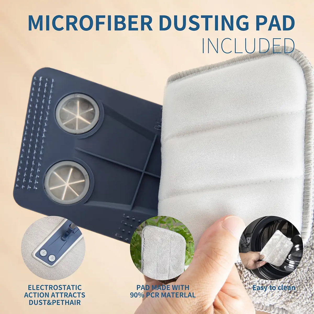 emmama microvezeldweil - 4-delig - steel 155 cm - 2 wasbare pads