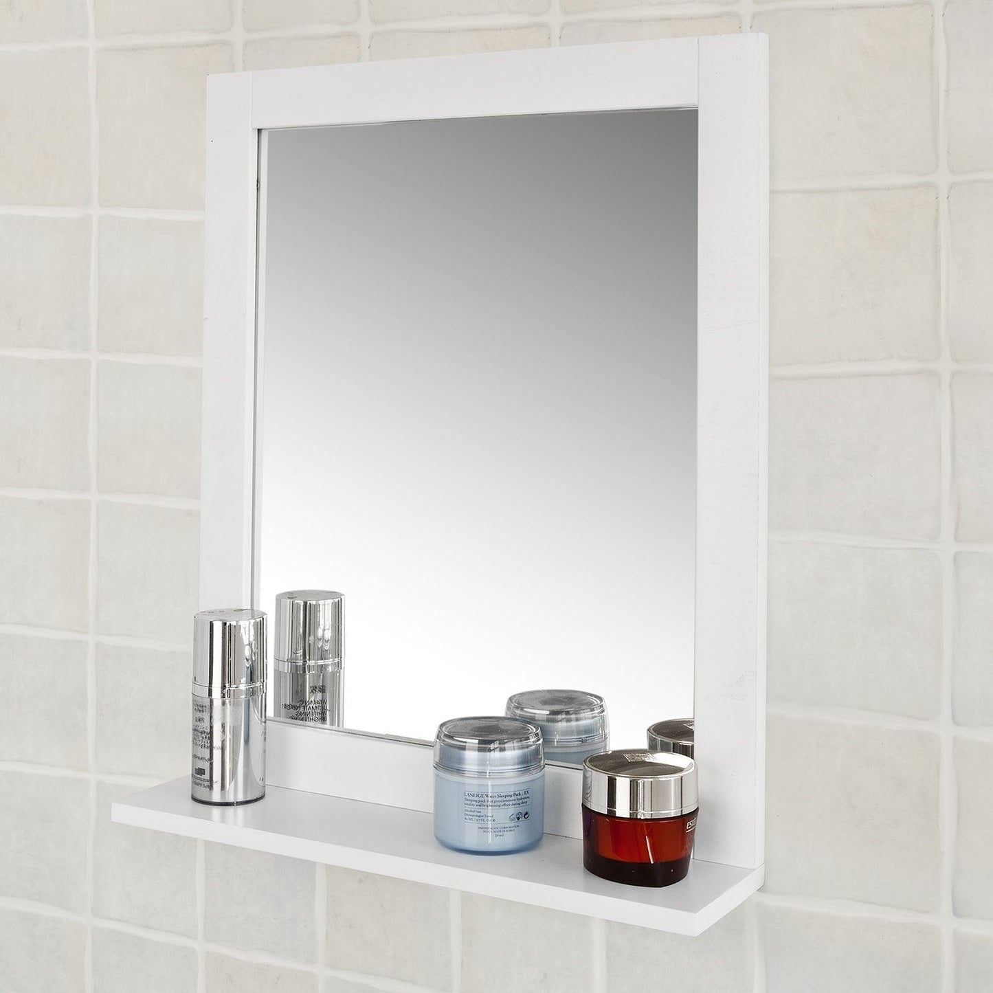 SoBuy Badkamerspiegel Met Plank - 10x40x49 cm - Wit