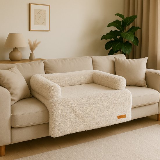 By Cee Cee Origineel Hondendeken Bank – Hondenkleed Bank - Hondenmand - Premium - Volledig Afritsbaar - Beige- 102x90 - Maat L