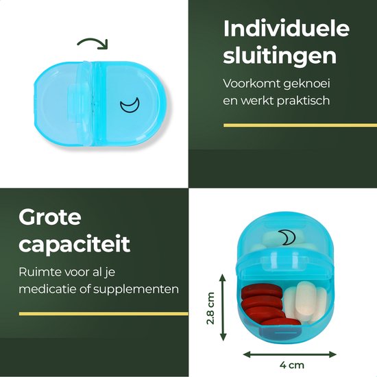 Gandria Pillendoos 7 Dagen - Uitneembaar Pillendoosje - Medicijndoos met 14 Compartimenten - Medicijndoos met Stevige Sluiting - 2 Vakken per Dag - 7 Kleuren