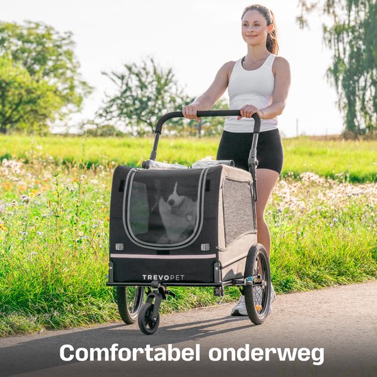 TrevoPet - Hondenfietskar - Hondenkar - Hondenfietskar Opvouwbaar - Hondenfietskar voor Kleine en Grote honden (max. 30kg) - Honden Fietskar - 2-in-1 Hondenfietskar voor Fiets naar Hondenbuggy - Hondenwagen - Geschikt voor E-Bikes en Normale Fietsen