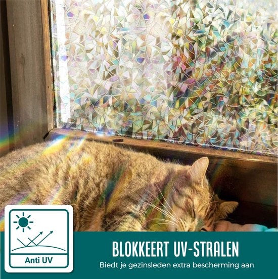 Homewell Raamfolie HR++ 45x300cm - Zonwerend & Isolerend - Statisch - Regenboog Scherven