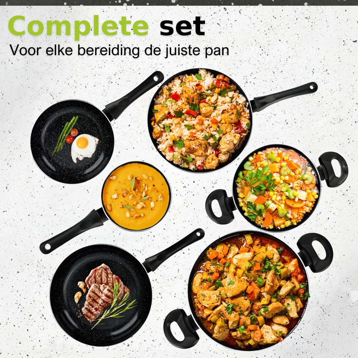 CeraFusion Keramische Pannenset 10-delig - Set met Koekenpannen, Hapjespan, kookpotten - Inductie Pannen - Pannensets Aluminium