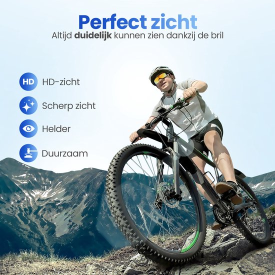 Garpex® Fietsbril - Sportbril - Zonnebril Heren - Wielrennen - Motor - Zwart Frame met Blauwe Lens