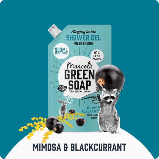 Marcel's Green Soap Douchegel Navulling - Mimosa & Zwarte Bes - 6 x 500ml