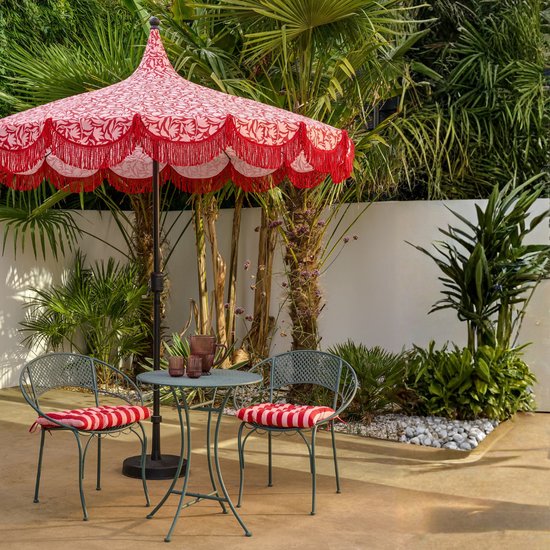 Mica Decorations Kelly Parasol met Draagtas - Stokparasol 238 x Ø235 cm - Tuin of Balkonparasol - Polyester, Staal - Rood
