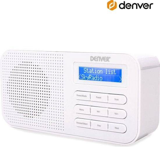 Denver DAB Radio - Keukenradio - FM Radio - Draagbare Radio - Batterijen & Netstroom - DAB42 - Wit