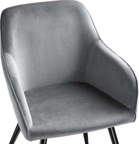 tectake® - Stoel - eetkamerstoel - Marilyn fluweellook zwart / grijs - 403659