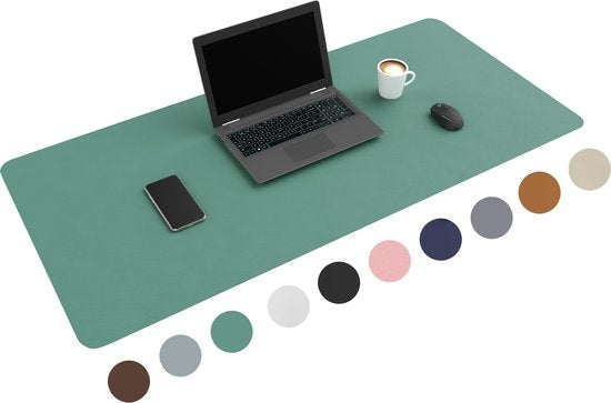 WURK Professionele Bureau Onderlegger Kunstleer - Bureau Organizer - Inclusief Kabel Clip - Turqoise - 120x60