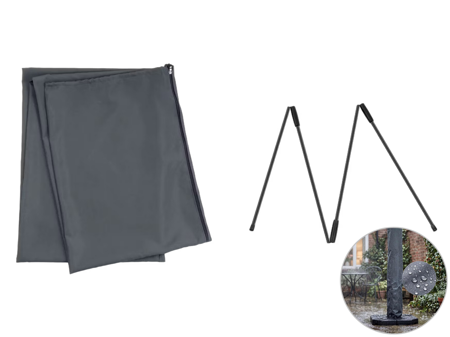 Feel Furniture Parasolhoes Voor Roma Parasol – 4 x 3 Meter – Waterafstotend Met Fiberglas Stok – Donkergrijs