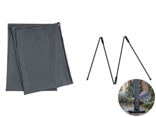Feel Furniture Parasolhoes Voor Roma Parasol – 4 x 3 Meter – Waterafstotend Met Fiberglas Stok – Donkergrijs