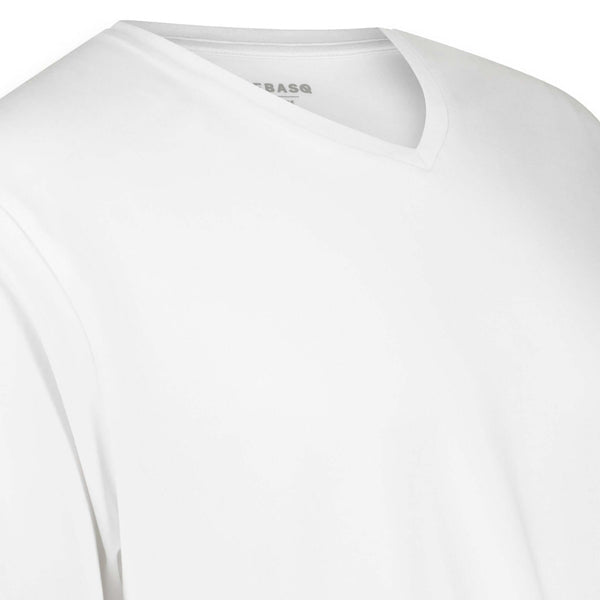 3x LebasQ Fit T-Shirt – V-hals Regular Fit – Wit – Maat L – 180 gsm – 95% BCI-katoen