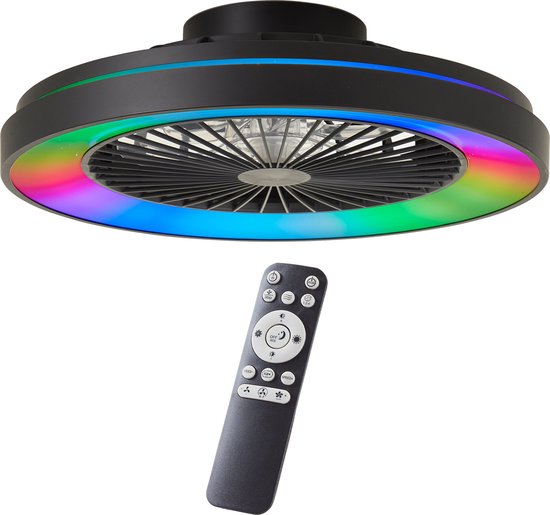 Brilliant Mazzaro - Plafondventilator - LED 40W - 3000K-6500K - Dimbaar - Zwart