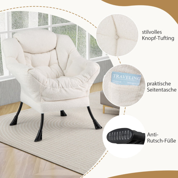 Coast Fauteuil - PP-Katoen - Max 150KG - Incl. Voetsteun - 80 x 74 x 97 cm - Wit