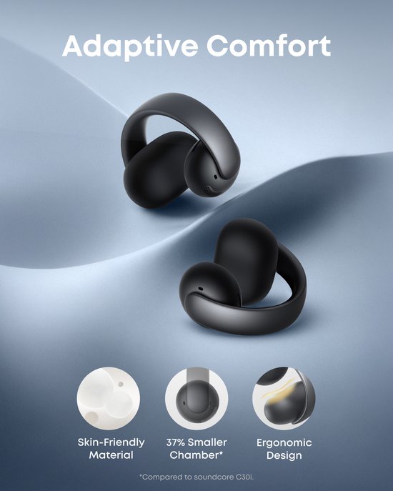soundcore AeroClip by Anker - Oordopjes met open oor - Clip-on hoofdtelefoon - Adaptief comfort - Heldere gesprekken met 4 microfoons en AI - Stabiele pasvorm - 12mm drivers voor helder geluid - Open