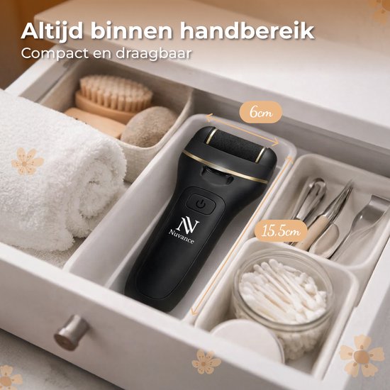 Nuvance Eeltverwijderaars - Pedicureset Electrisch - 18 Delig - Elektrische Eeltverwijderaar - Voetvijl - Professioneel - Zwart