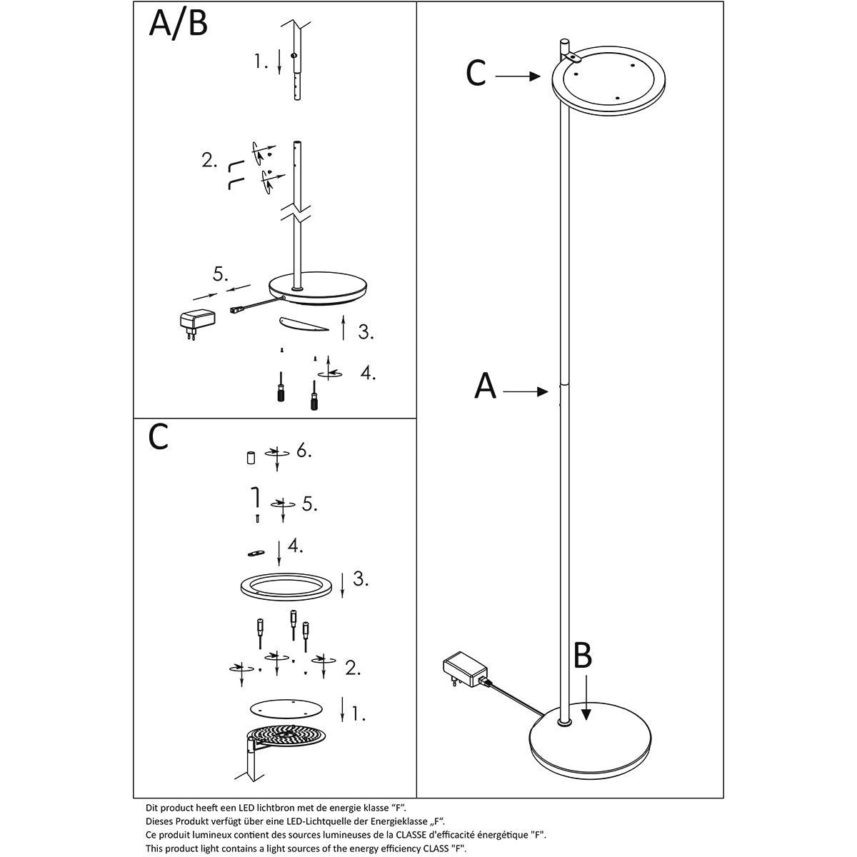 Steinhauer vloerlamp Turound - zwart - metaal - 27 cm - ingebouwde LED-module - 2993ZW