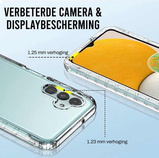 Podec 2-in-1 Hoesje met Screenprotector Geschikt voor Samsung Galaxy A13 5G Doorzichtig Telefoonhoesje - Anti-Shock Case Cover