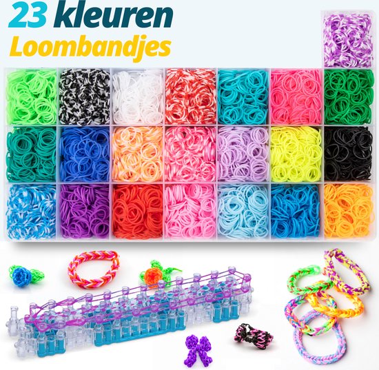 VAIVE Loombandjes Deluxe Starter Kit met Loombord - Loom bandjes Starterspakket - Knutselen Meisjes - Voor Kinderen - Knutselkoffer