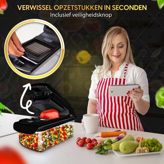 Toivo Kitchen Groentesnijder - Multifunctioneel - Zwart - 11 in 1 Keuken mandoline - Handmatig - Keukensnijder - Uiensnijder - Spiraalsnijder - Frietsnijder - Rasp