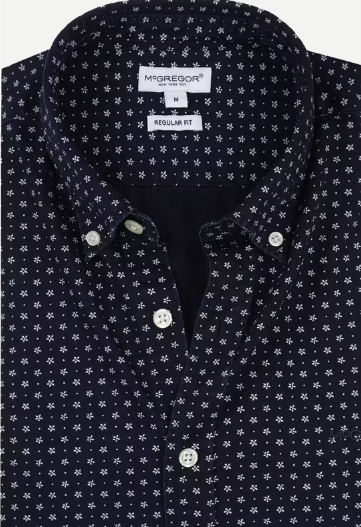 McGregor Indigo Overhemd Heren Navy – Regular Fit – 100% Katoen – Maat L