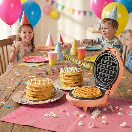 Bestron Wafelijzer - AMW500PE - 550W - Mini wafel - Anti aanbaklaag - Oranje