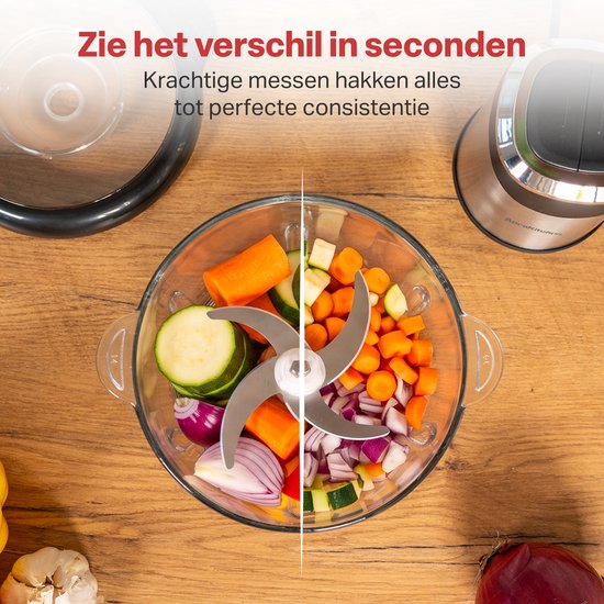 AoraKitchen Hakmolen Electrisch - 2L Glazen Kom - BPA-Vrij - 400W - 2 Snelheden - RVS - Elektrische Hakmolen - Food Chopper