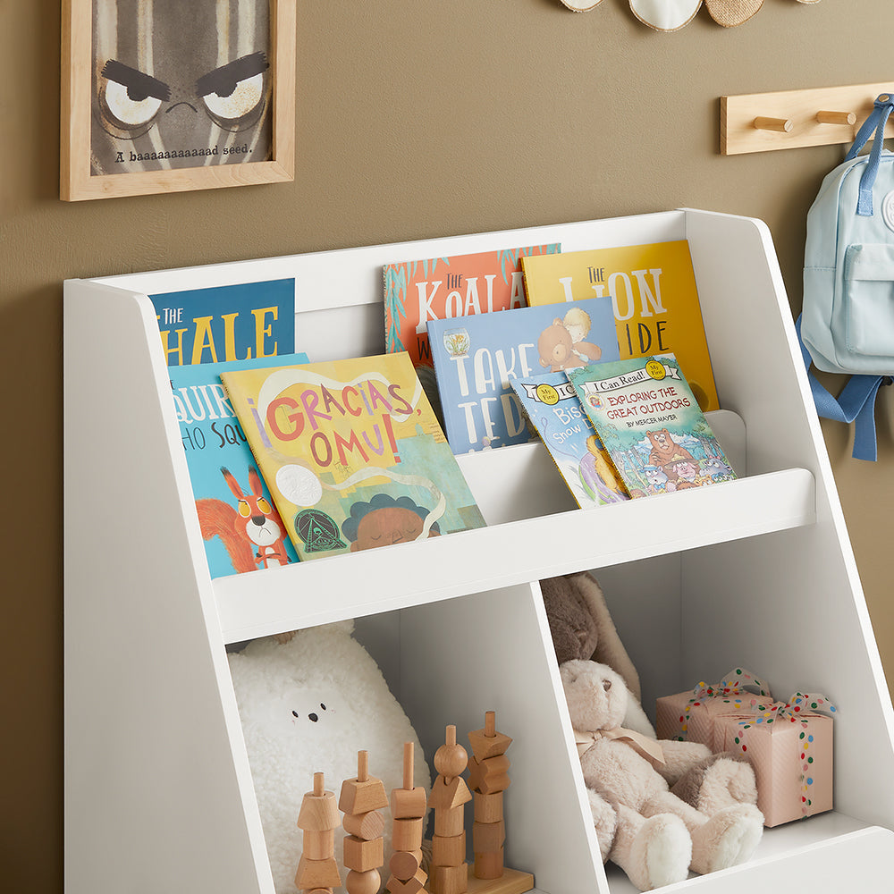 SoBuy Kinderboekenkast met opbergvakken - Max. 60 kg - 80 x 40 x 100 cm - Wit