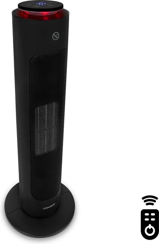 VONROC Luxe elektrische kachel - ventilatorkachel - 1300W/2000W - bediening zowel met App (via Wifi) als handmatig - torenmodel - keramisch - AUTO Modus - zwenkfunctie - thermostaat en timer - 20m2 - Incl. afstandsbediening