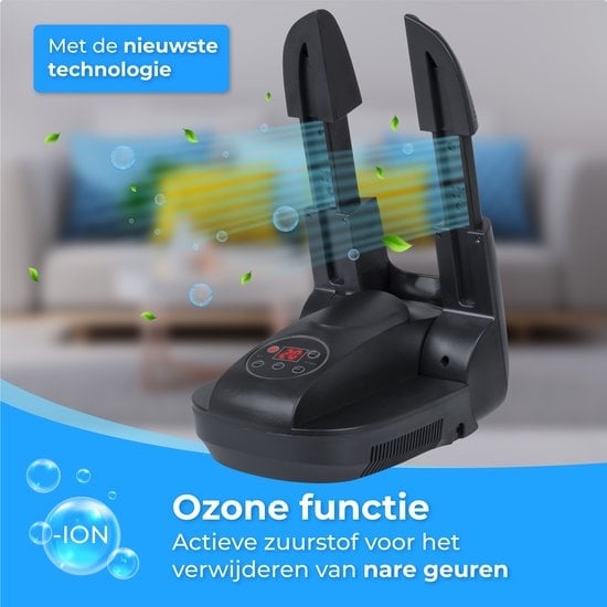 Nuvance – Schoenendroger en Schoenverfrisser - Schoendroger - Ozone en Droogfunctie - Verstelbaar - Zwart