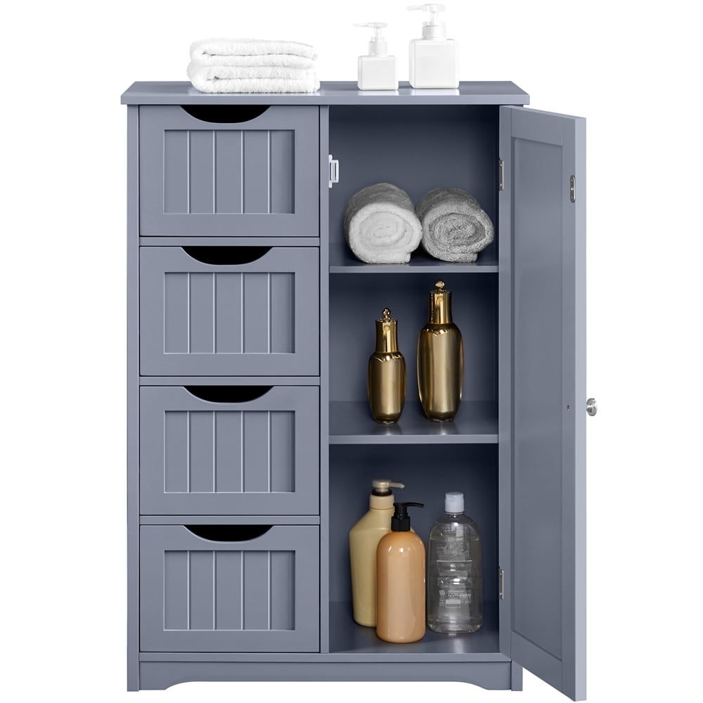 Yaheetech Badkamerkast met 4 Lades - 55,9 x 30,5 x 82,6 cm - Grijs