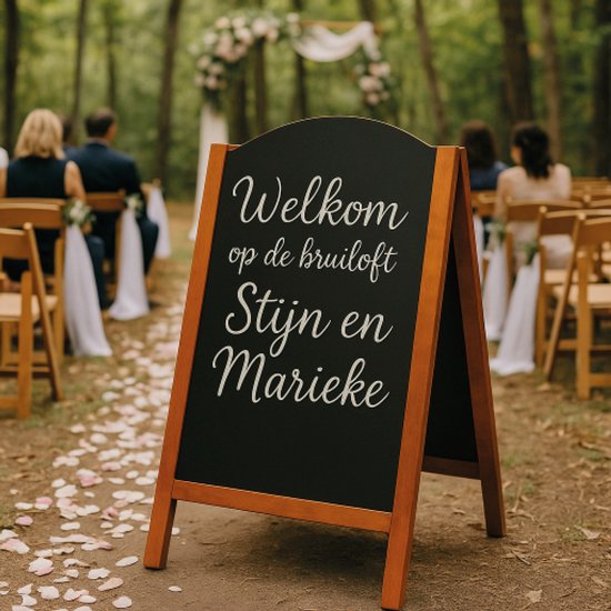 BRASQ Krijtstoepbord Elegance Mahonie - 70x130 CM - Krijtbord - Reclamebord - Stoepbord - Dubbelzijdig - voor Binnen en Buiten - Horeca