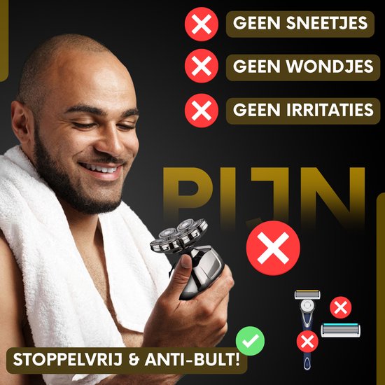 6-in-1 Scheerapparaat Mannen – Trimmer - Sansbeauté® SkullSharp V2 | 7 Head - Nat & Droog - Electric Face Head & Hair Shaver – Hoofd Kaal Scheren - Opzetstukken - Elektrisch