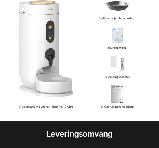 NutriPal 10 Ultra – Slimme Automatische Voerbak voor Katten met HD Camera, App-bediening - 4L - Wit