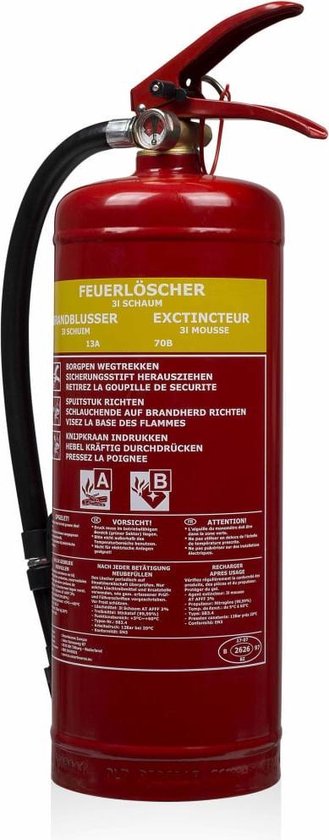 Smartwares FEX-15230 - Brandblusser Schuim 3L - Incl ophangbeugel - Brandklasse A & B - BSI Gecertificeerd